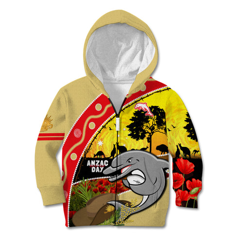 Dolphins ANZAC Day Kid Hoodie Rosemary Starring Night Style