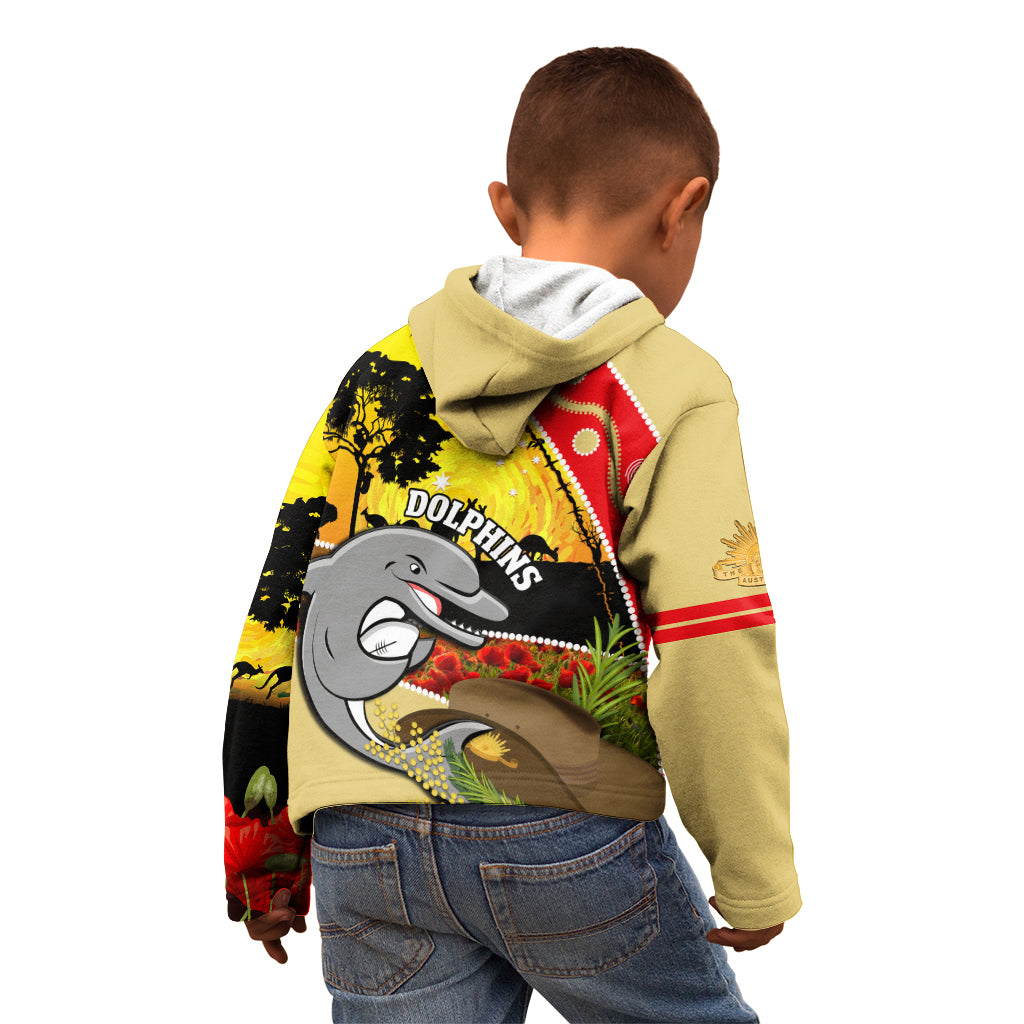 Dolphins ANZAC Day Kid Hoodie Rosemary Starring Night Style