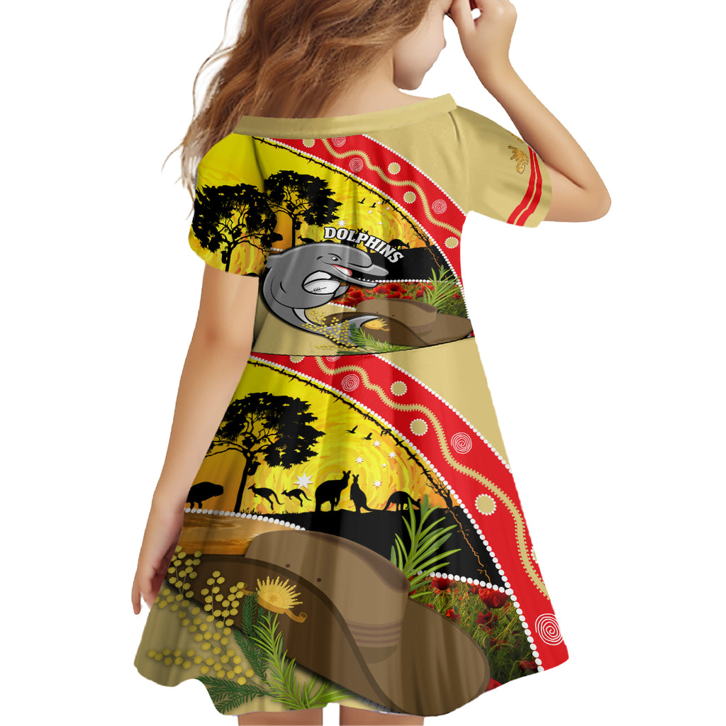 Dolphins ANZAC Day Kid Short Sleeve Dress Rosemary Starring Night Style