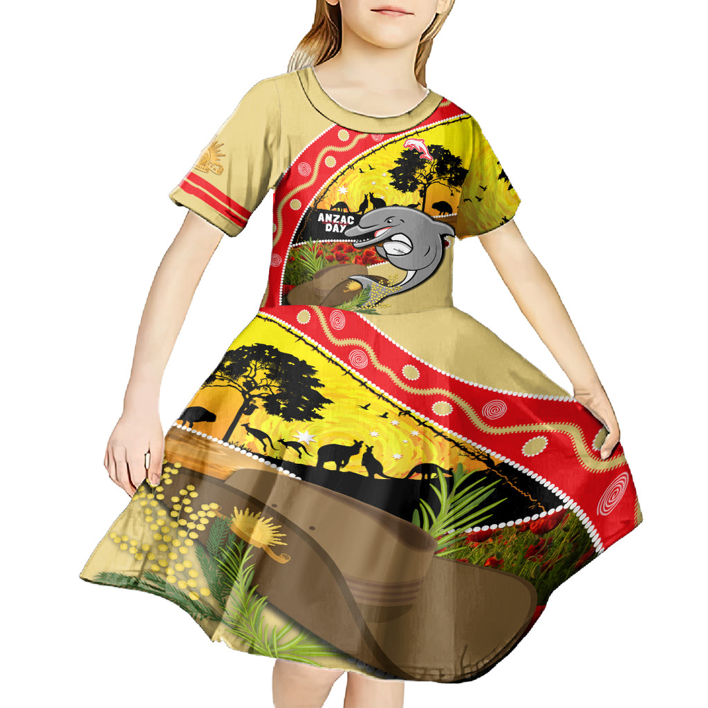 Dolphins ANZAC Day Kid Short Sleeve Dress Rosemary Starring Night Style