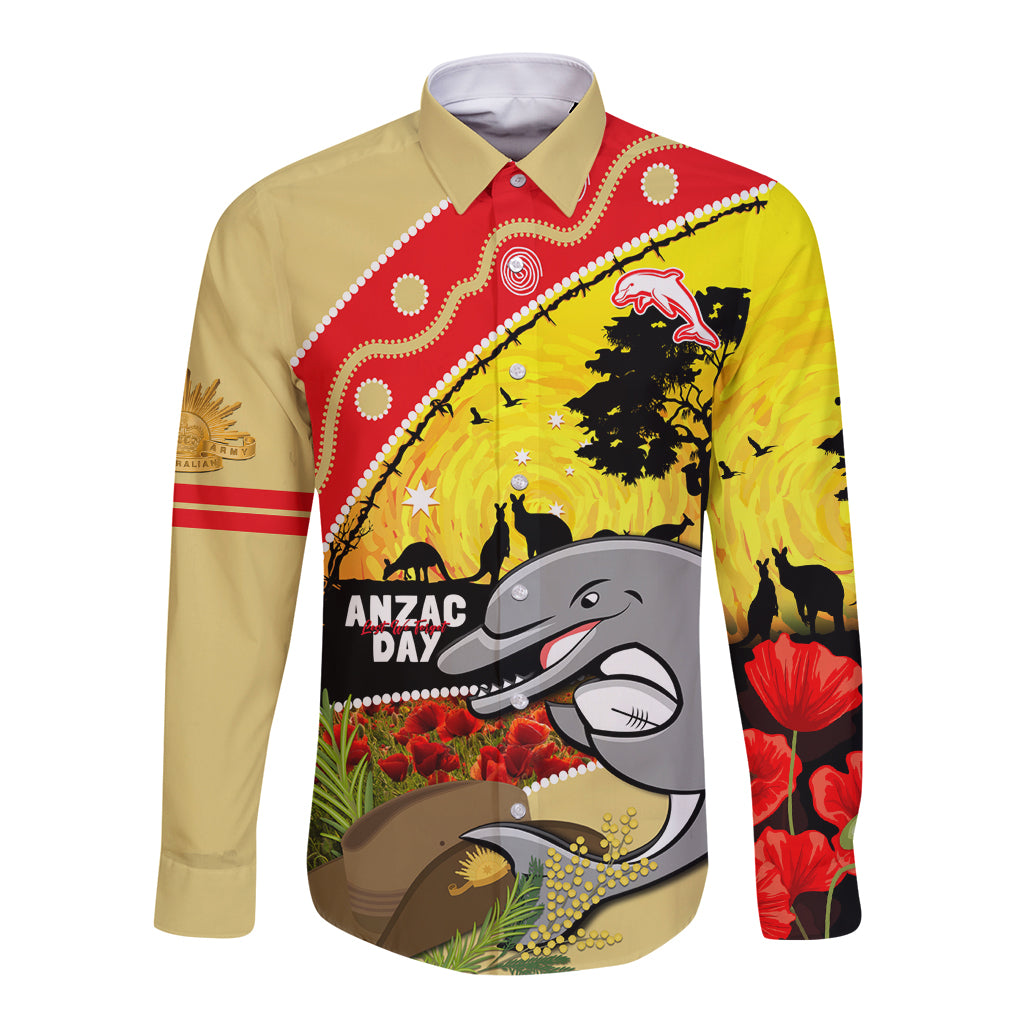 Dolphins ANZAC Day Long Sleeve Button Shirt Rosemary Starring Night Style