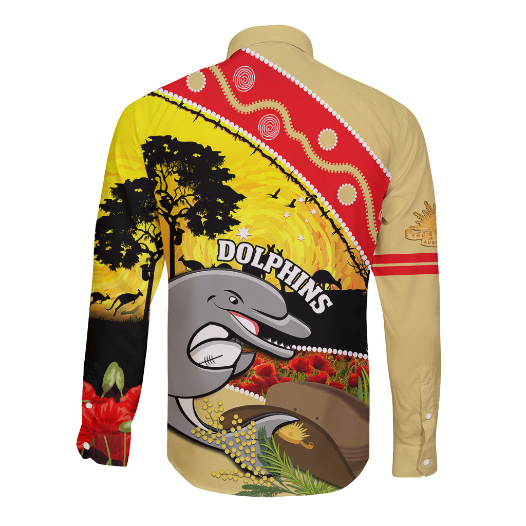 Dolphins ANZAC Day Long Sleeve Button Shirt Rosemary Starring Night Style