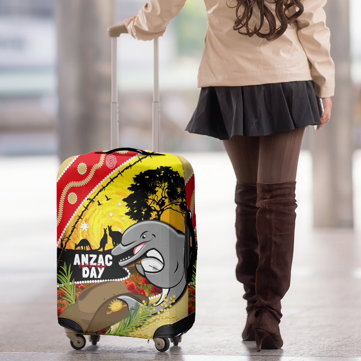 Dolphins ANZAC Day Luggage Cover Rosemary Starring Night Style
