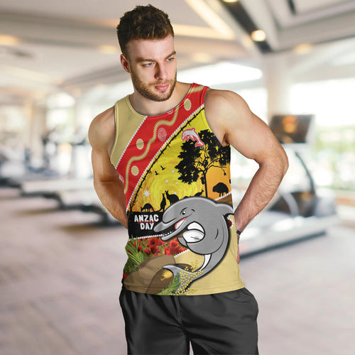 Dolphins ANZAC Day Men Tank Top Rosemary Starring Night Style