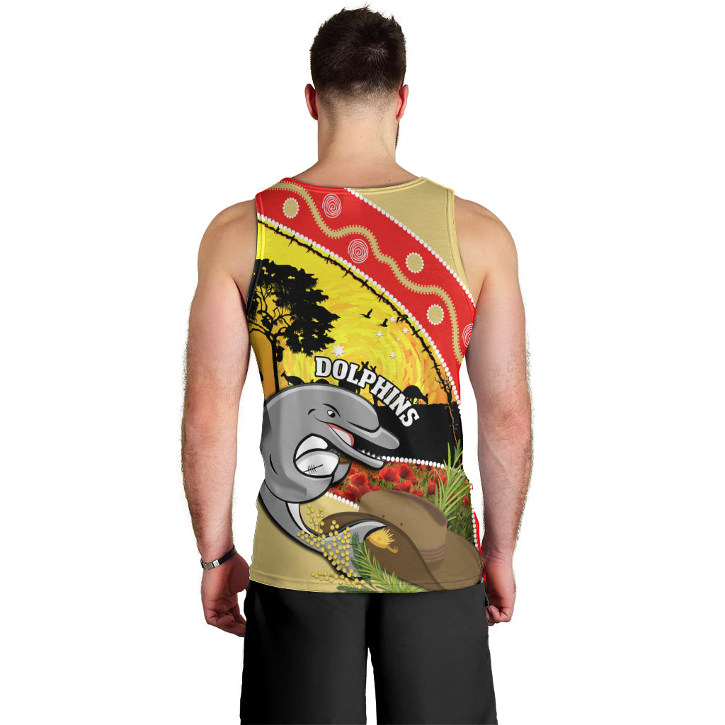 Dolphins ANZAC Day Men Tank Top Rosemary Starring Night Style