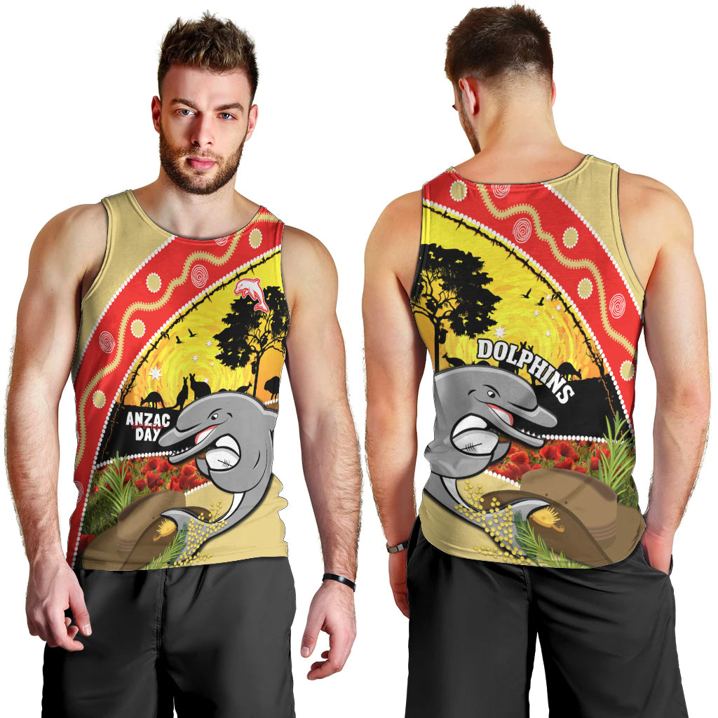 Dolphins ANZAC Day Men Tank Top Rosemary Starring Night Style