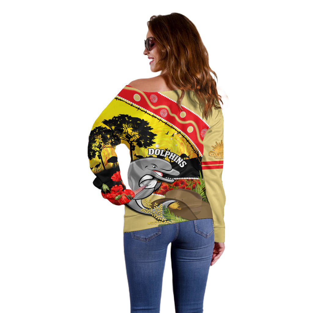 Dolphins ANZAC Day Off Shoulder Sweater Rosemary Starring Night Style