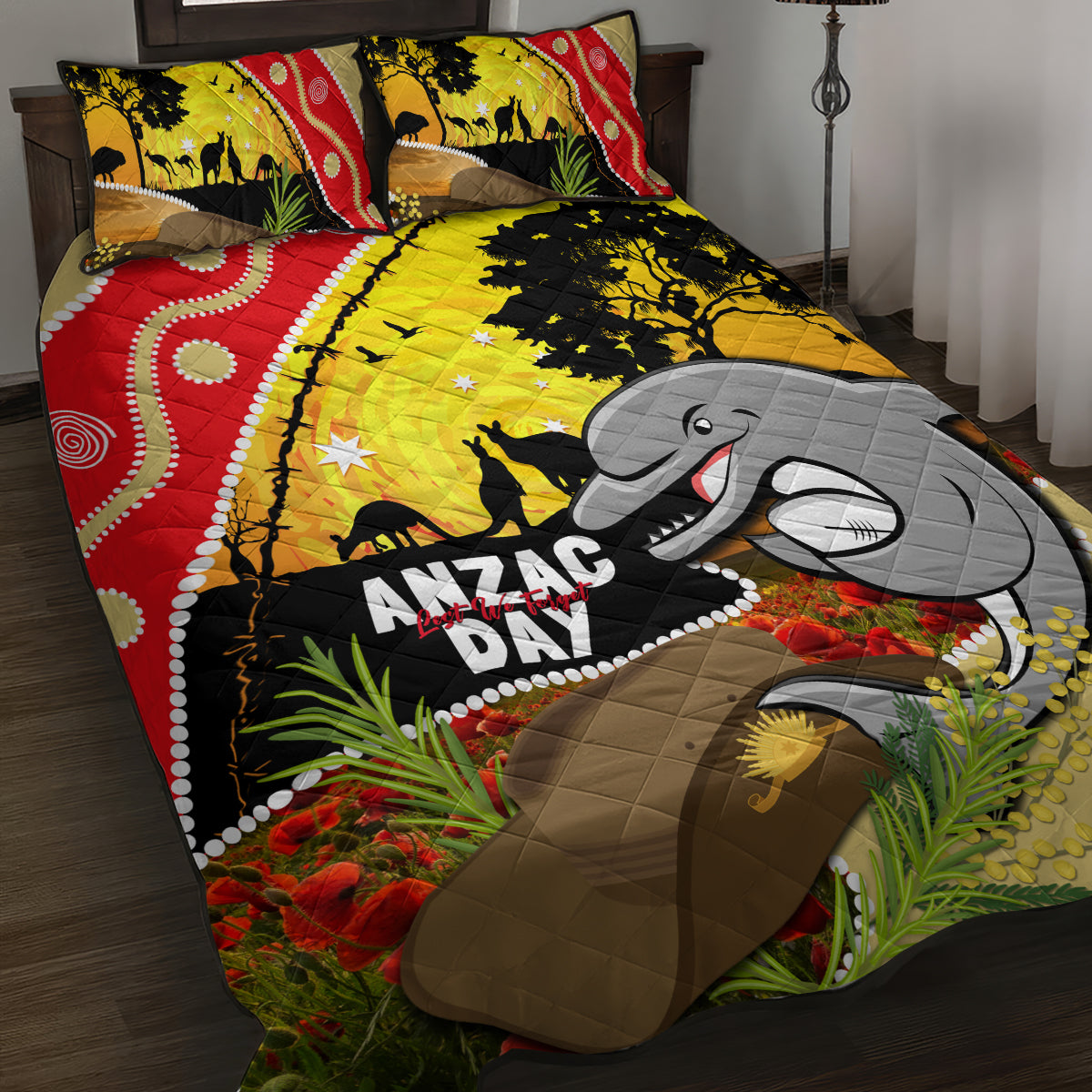 Dolphins ANZAC Day Quilt Bed Set Rosemary Starring Night Style