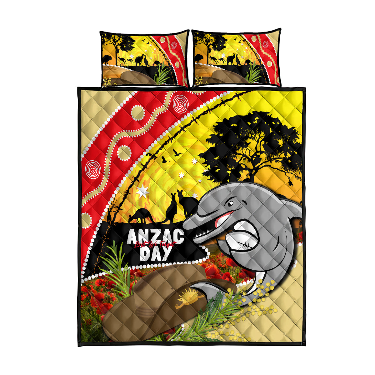 Dolphins ANZAC Day Quilt Bed Set Rosemary Starring Night Style