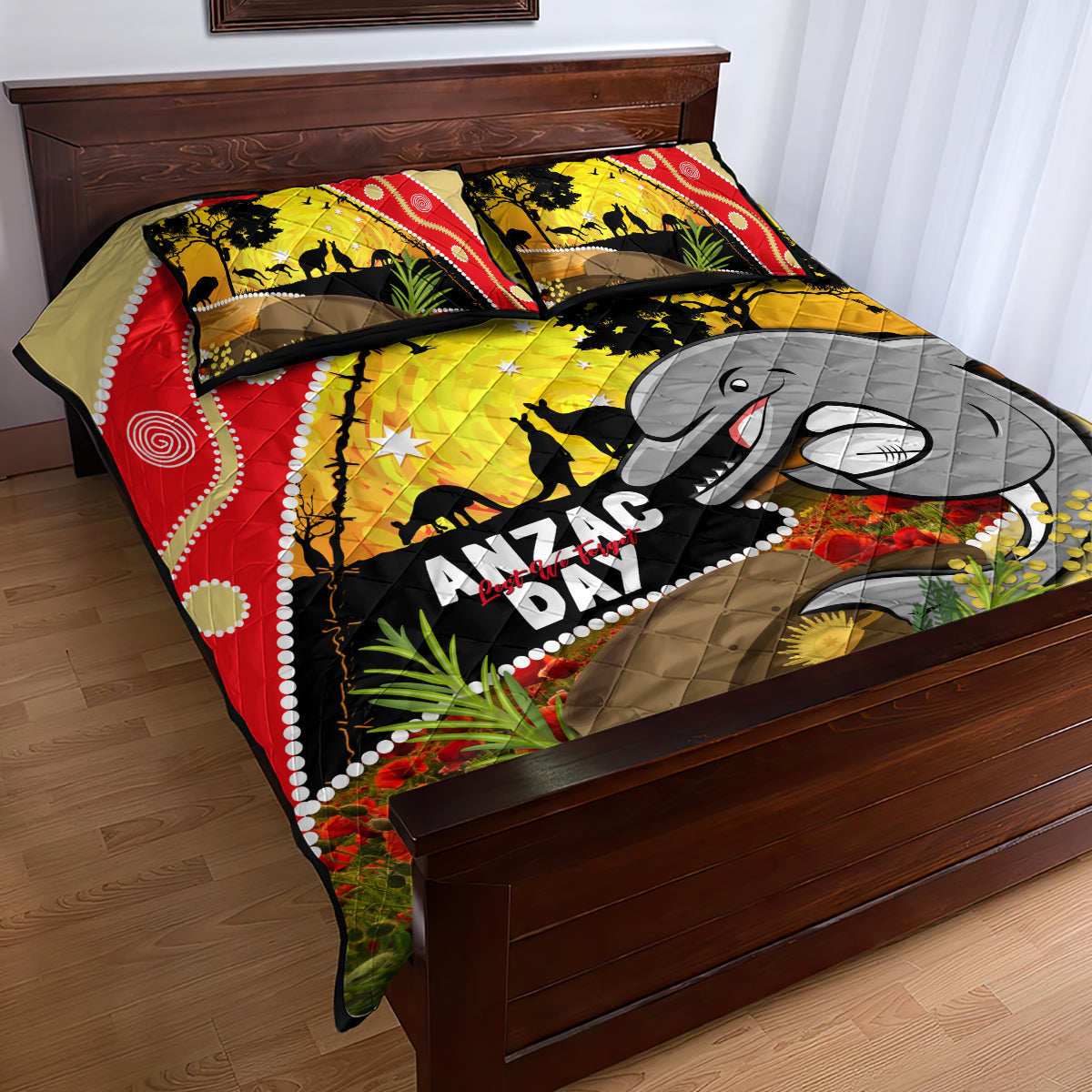 Dolphins ANZAC Day Quilt Bed Set Rosemary Starring Night Style
