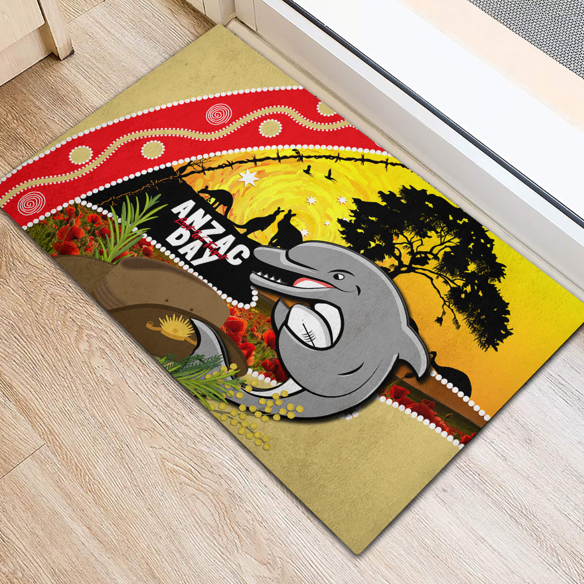 Dolphins ANZAC Day Rubber Doormat Rosemary Starring Night Style