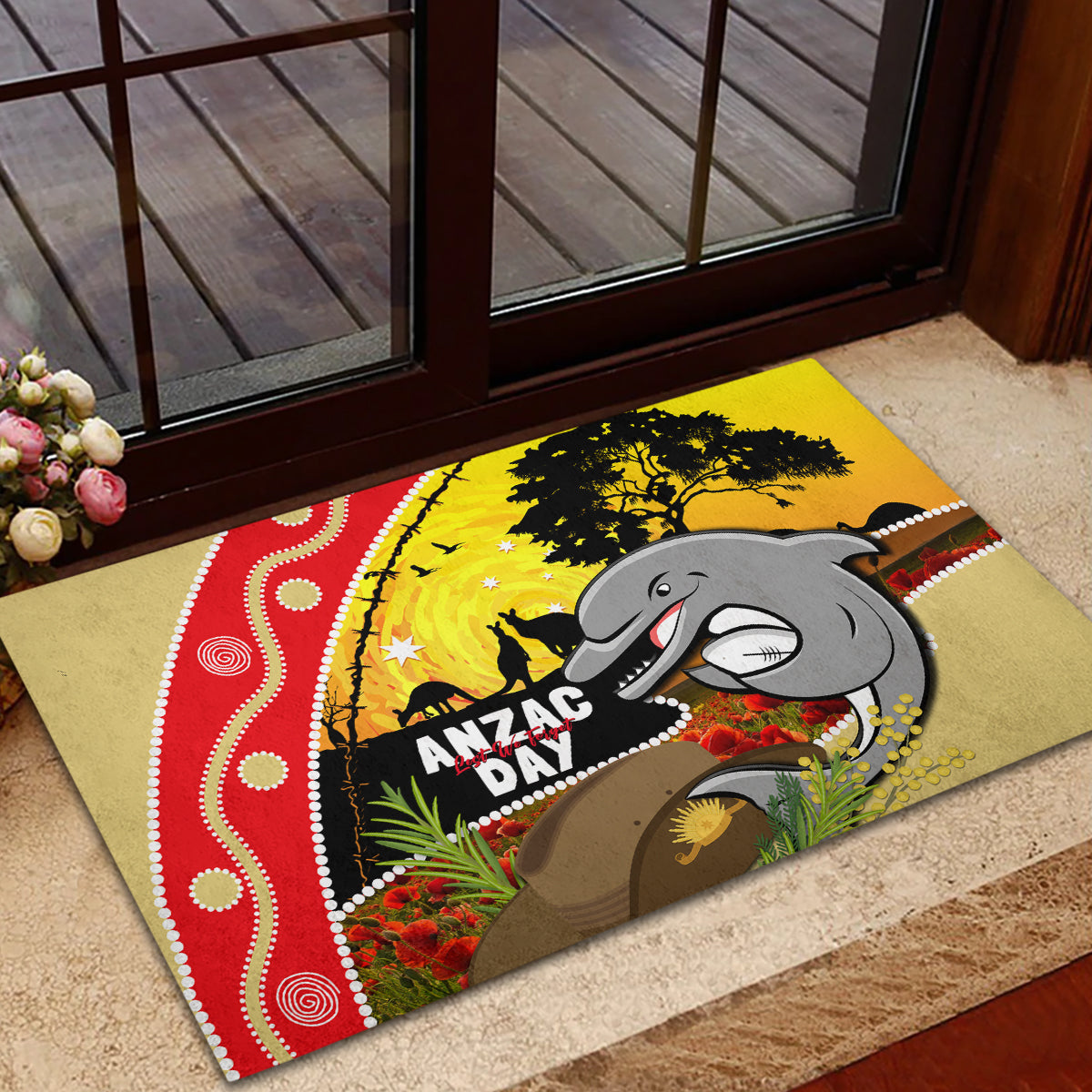 Dolphins ANZAC Day Rubber Doormat Rosemary Starring Night Style