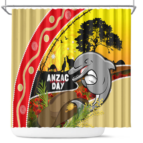 Dolphins ANZAC Day Shower Curtain Rosemary Starring Night Style