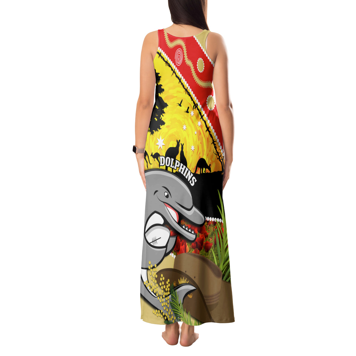 Dolphins ANZAC Day Tank Maxi Dress Rosemary Starring Night Style