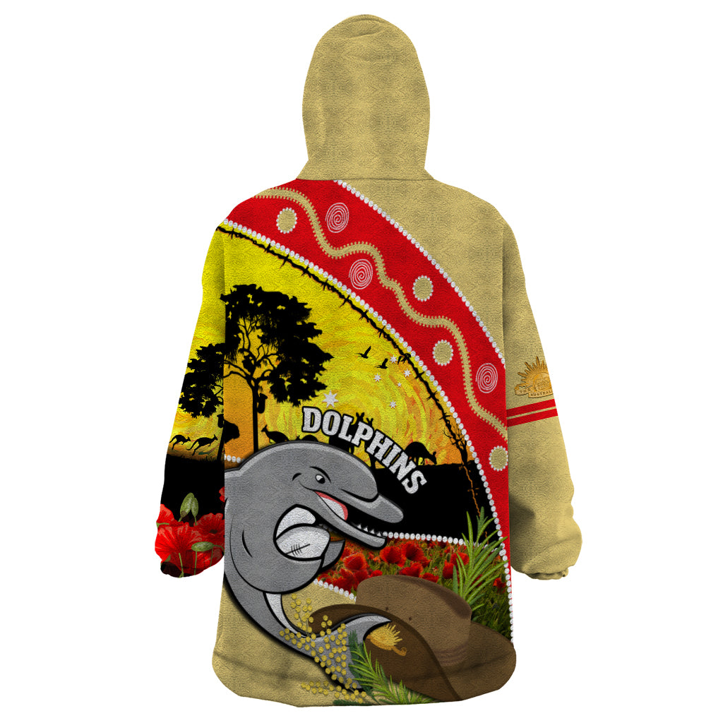 Dolphins ANZAC Day Wearable Blanket Hoodie Rosemary Starring Night Style