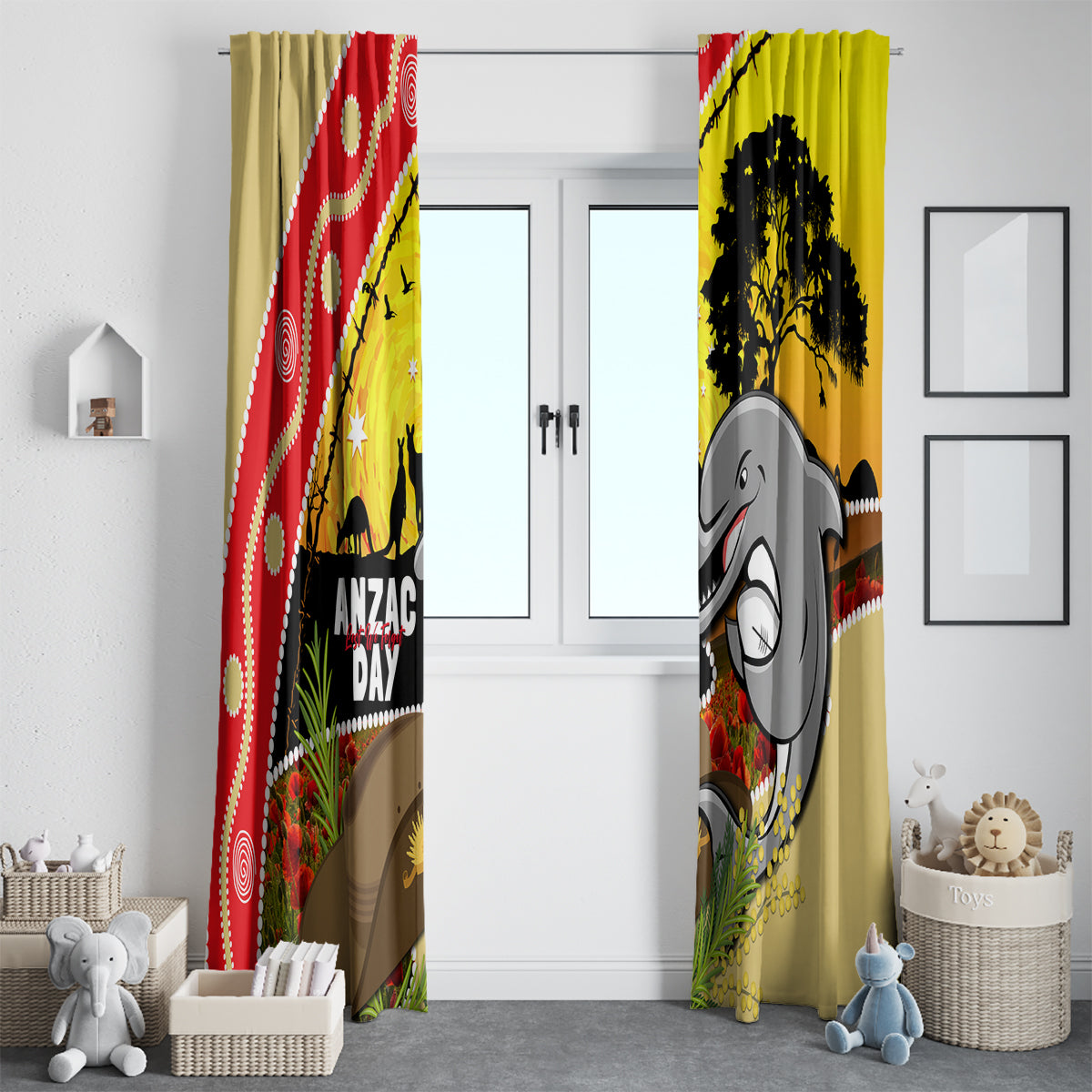 Dolphins ANZAC Day Window Curtain Rosemary Starring Night Style