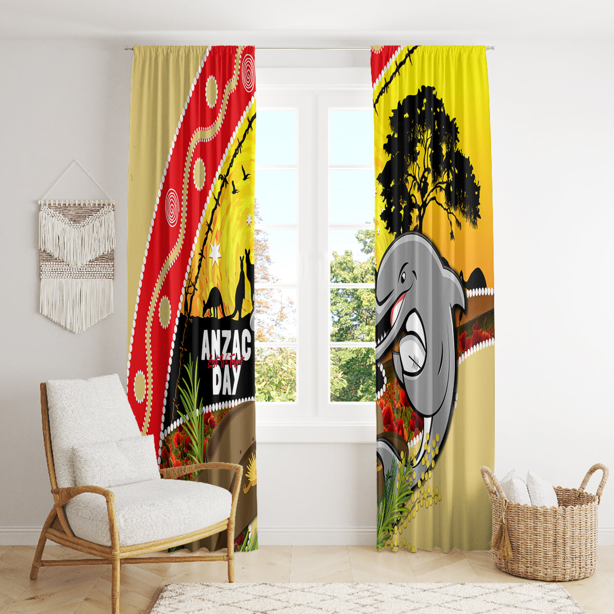 Dolphins ANZAC Day Window Curtain Rosemary Starring Night Style
