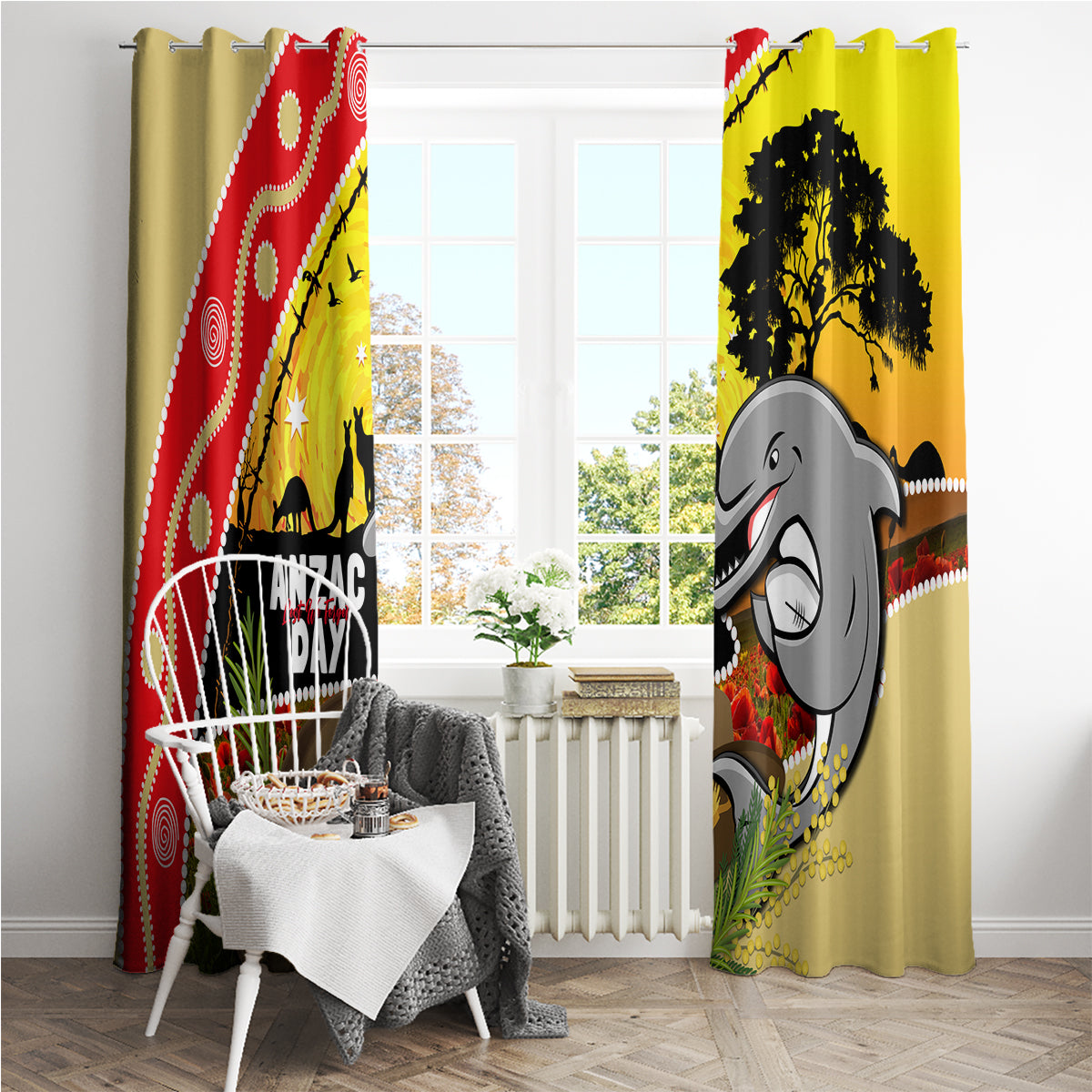 Dolphins ANZAC Day Window Curtain Rosemary Starring Night Style