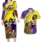 Storm ANZAC Day Couples Matching Long Sleeve Bodycon Dress and Hawaiian Shirt Rosemary Starring Night Style