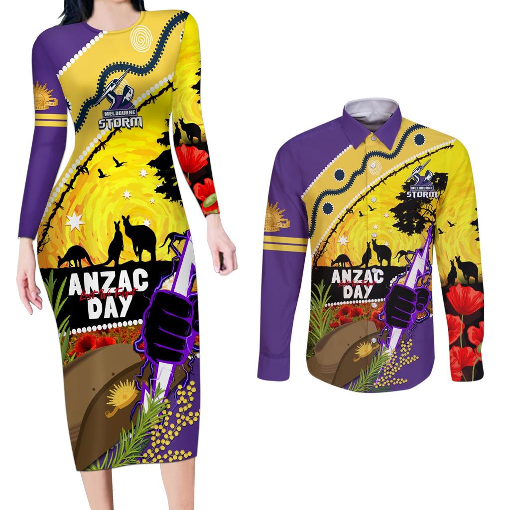Storm ANZAC Day Couples Matching Long Sleeve Bodycon Dress and Long Sleeve Button Shirt Rosemary Starring Night Style