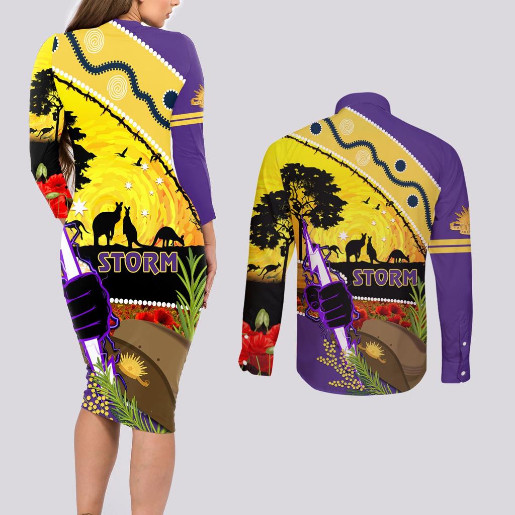 Storm ANZAC Day Couples Matching Long Sleeve Bodycon Dress and Long Sleeve Button Shirt Rosemary Starring Night Style