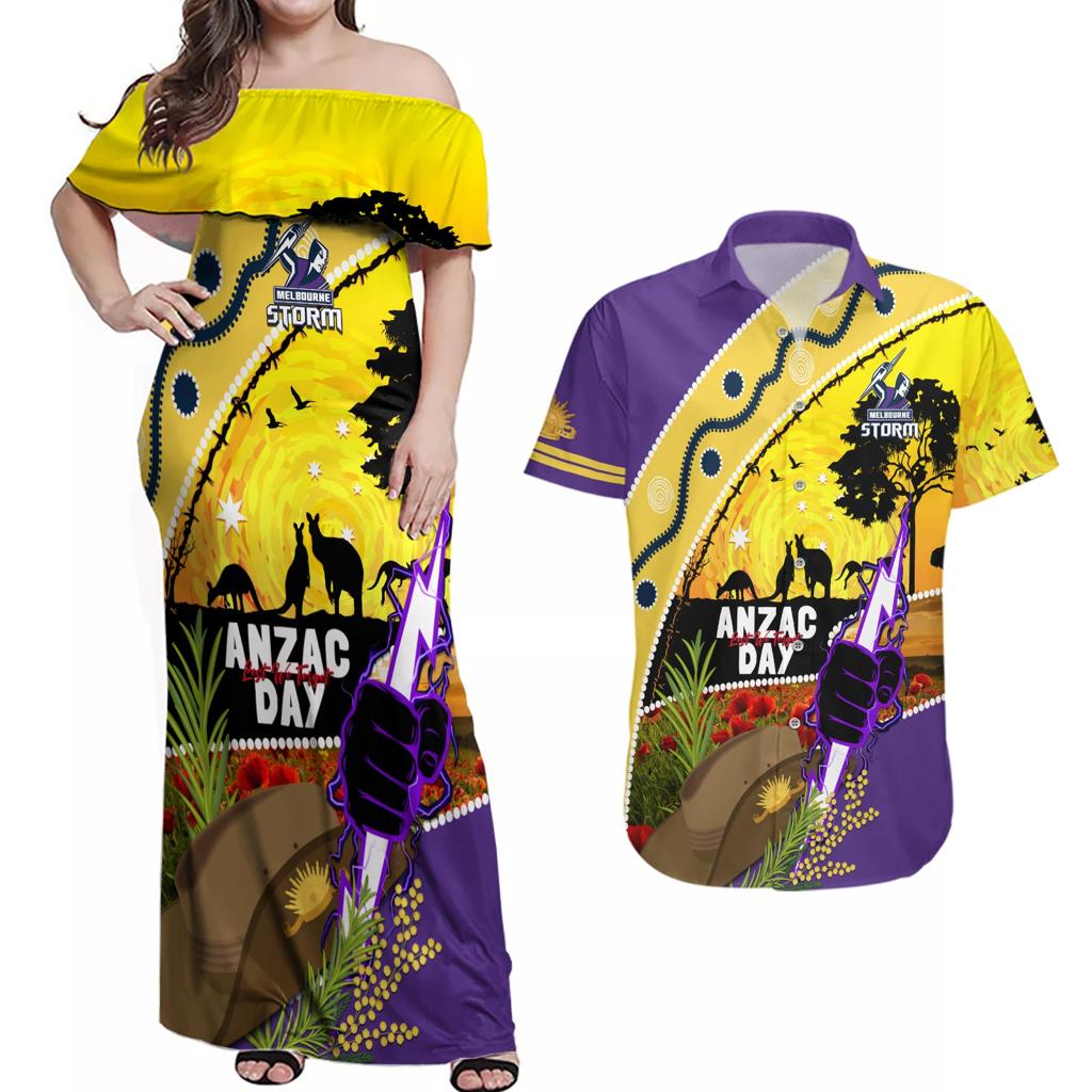 Storm ANZAC Day Couples Matching Off Shoulder Maxi Dress and Hawaiian Shirt Rosemary Starring Night Style