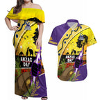Storm ANZAC Day Couples Matching Off Shoulder Maxi Dress and Hawaiian Shirt Rosemary Starring Night Style