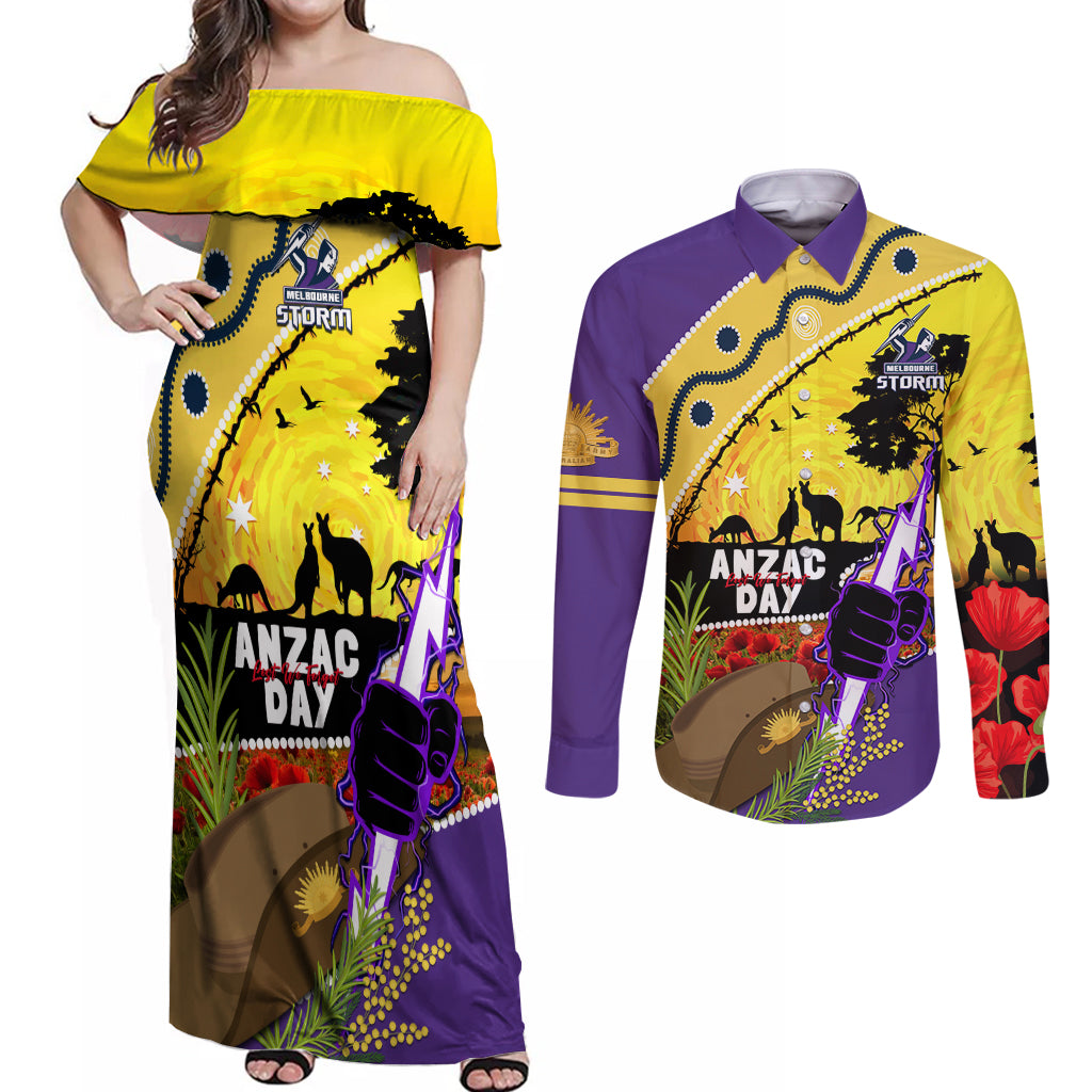 Storm ANZAC Day Couples Matching Off Shoulder Maxi Dress and Long Sleeve Button Shirt Rosemary Starring Night Style