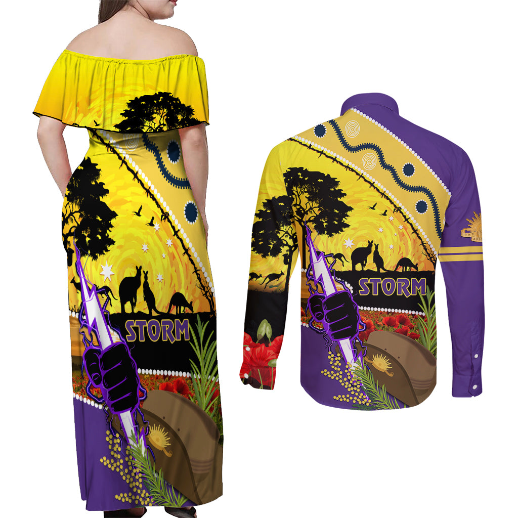 Storm ANZAC Day Couples Matching Off Shoulder Maxi Dress and Long Sleeve Button Shirt Rosemary Starring Night Style