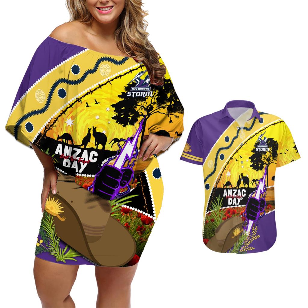 Storm ANZAC Day Couples Matching Off Shoulder Short Dress and Hawaiian Shirt Rosemary Starring Night Style