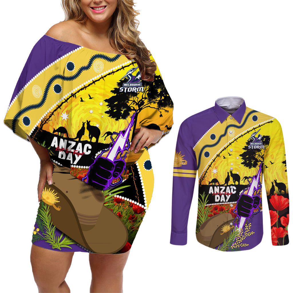 Storm ANZAC Day Couples Matching Off Shoulder Short Dress and Long Sleeve Button Shirt Rosemary Starring Night Style
