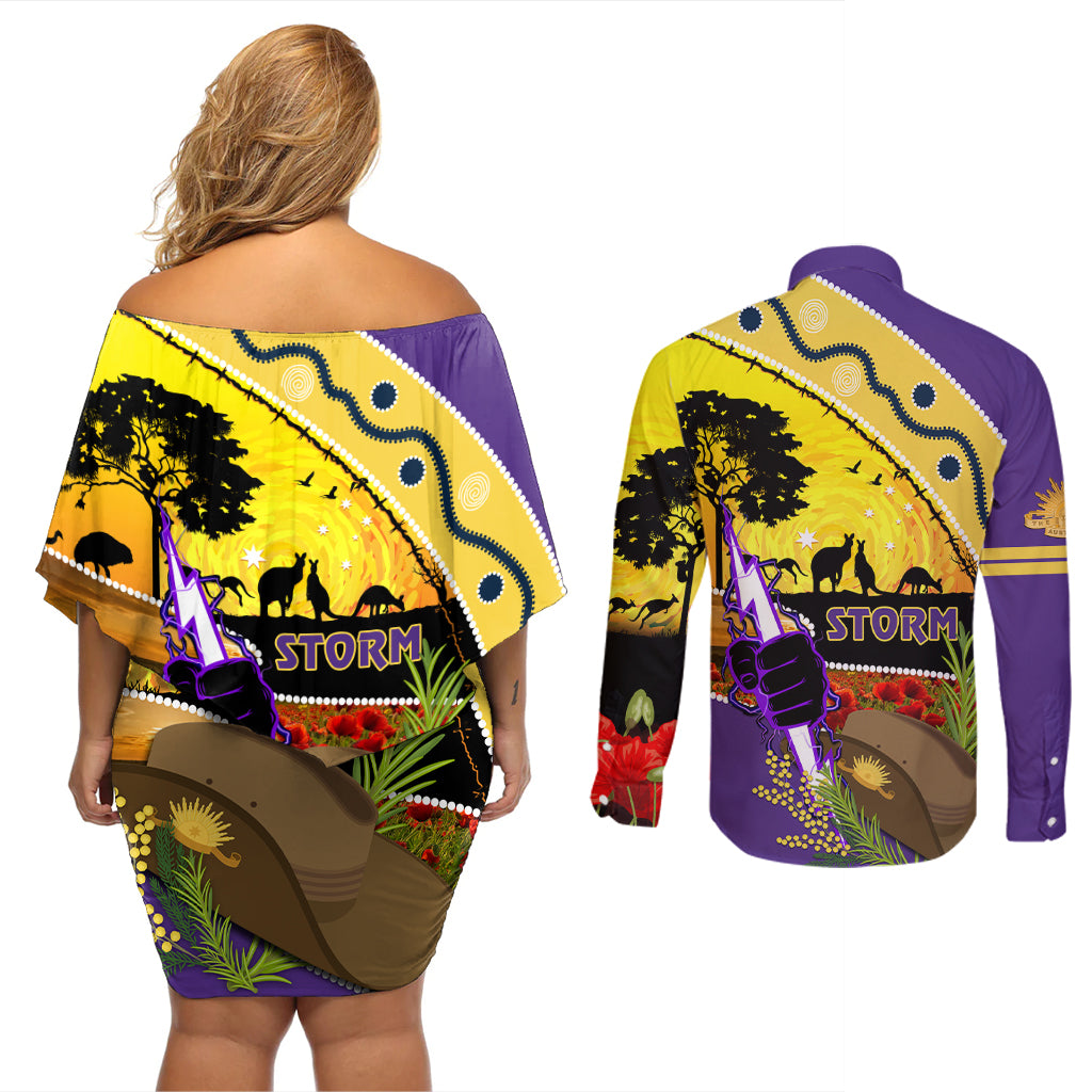 Storm ANZAC Day Couples Matching Off Shoulder Short Dress and Long Sleeve Button Shirt Rosemary Starring Night Style