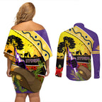 Storm ANZAC Day Couples Matching Off Shoulder Short Dress and Long Sleeve Button Shirt Rosemary Starring Night Style