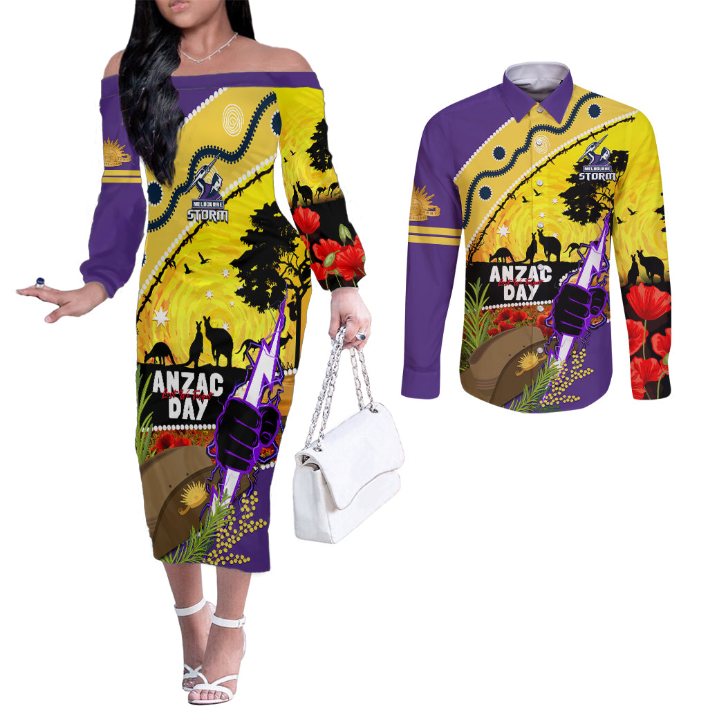 Storm ANZAC Day Couples Matching Off The Shoulder Long Sleeve Dress and Long Sleeve Button Shirt Rosemary Starring Night Style