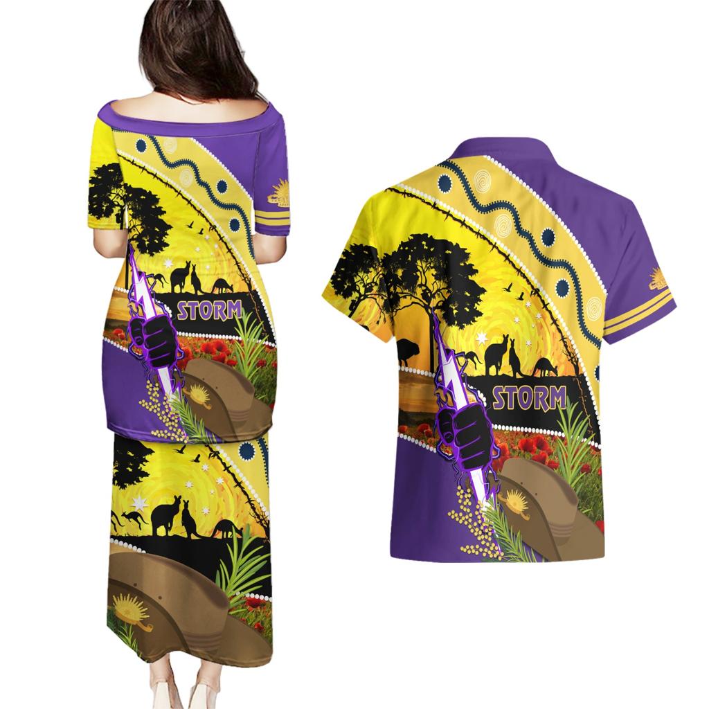 Storm ANZAC Day Couples Matching Puletasi and Hawaiian Shirt Rosemary Starring Night Style