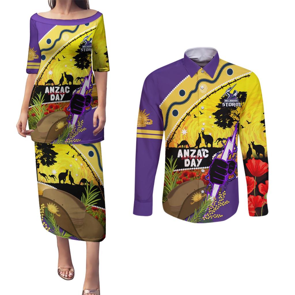 Storm ANZAC Day Couples Matching Puletasi and Long Sleeve Button Shirt Rosemary Starring Night Style
