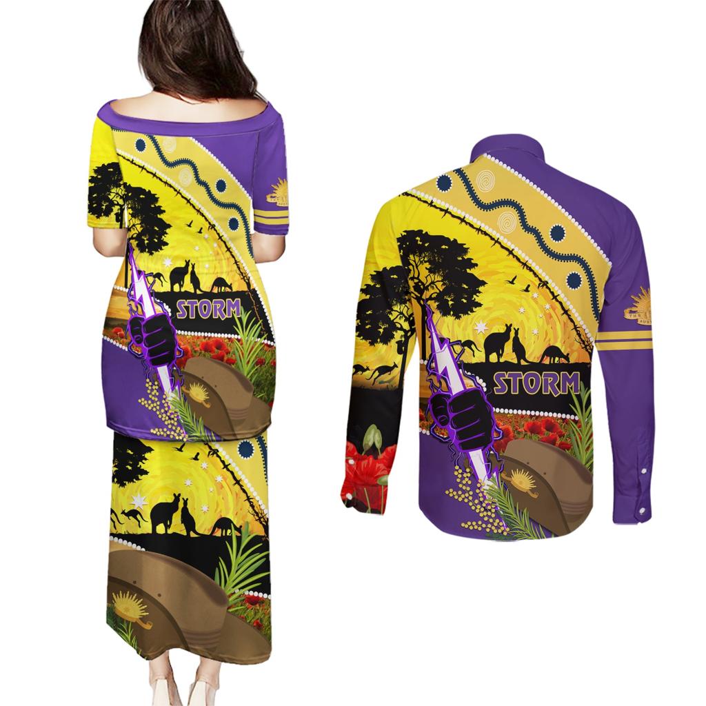 Storm ANZAC Day Couples Matching Puletasi and Long Sleeve Button Shirt Rosemary Starring Night Style