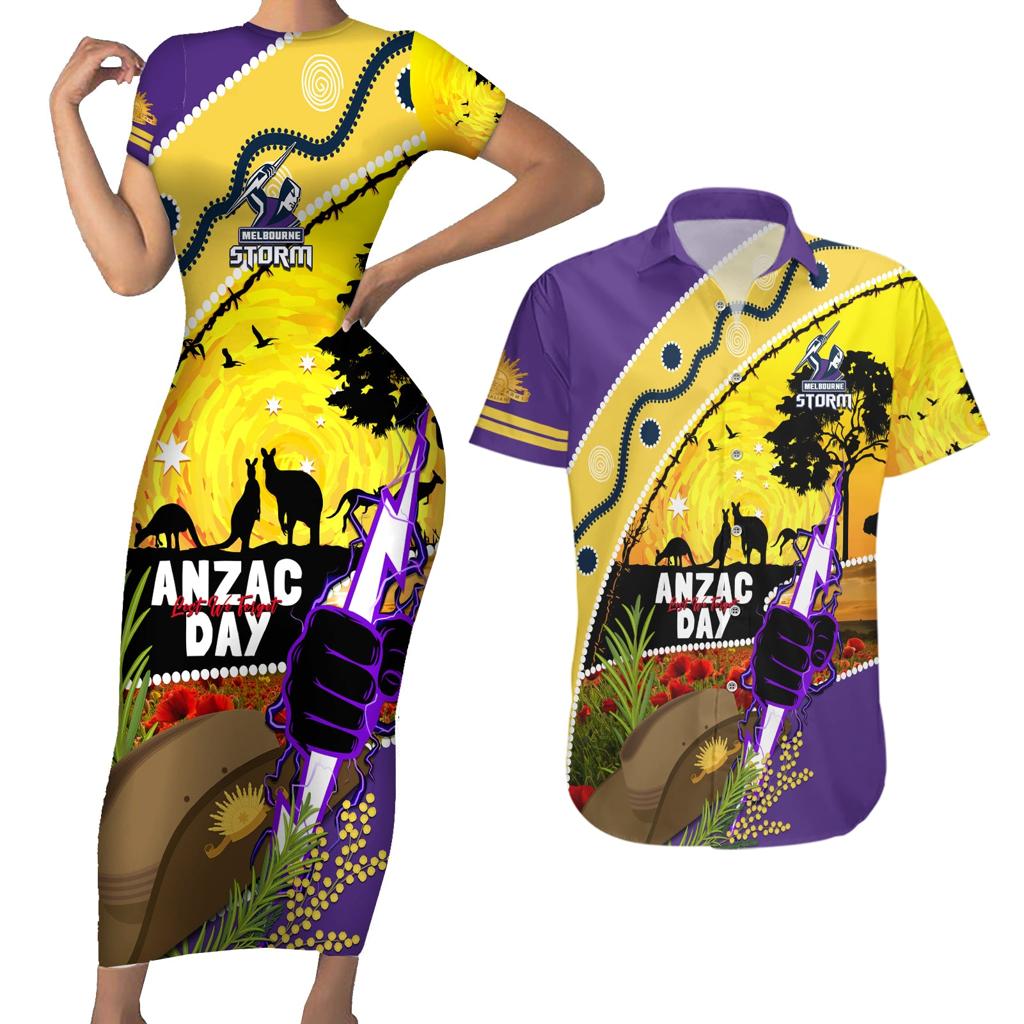 Storm ANZAC Day Couples Matching Short Sleeve Bodycon Dress and Hawaiian Shirt Rosemary Starring Night Style