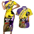 Storm ANZAC Day Couples Matching Short Sleeve Bodycon Dress and Hawaiian Shirt Rosemary Starring Night Style