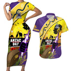 Storm ANZAC Day Couples Matching Short Sleeve Bodycon Dress and Hawaiian Shirt Rosemary Starring Night Style