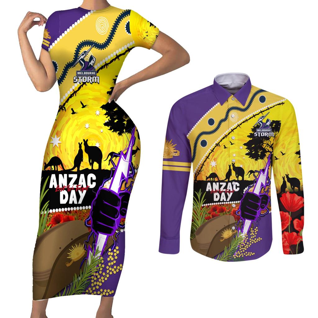 Storm ANZAC Day Couples Matching Short Sleeve Bodycon Dress and Long Sleeve Button Shirt Rosemary Starring Night Style