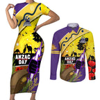 Storm ANZAC Day Couples Matching Short Sleeve Bodycon Dress and Long Sleeve Button Shirt Rosemary Starring Night Style