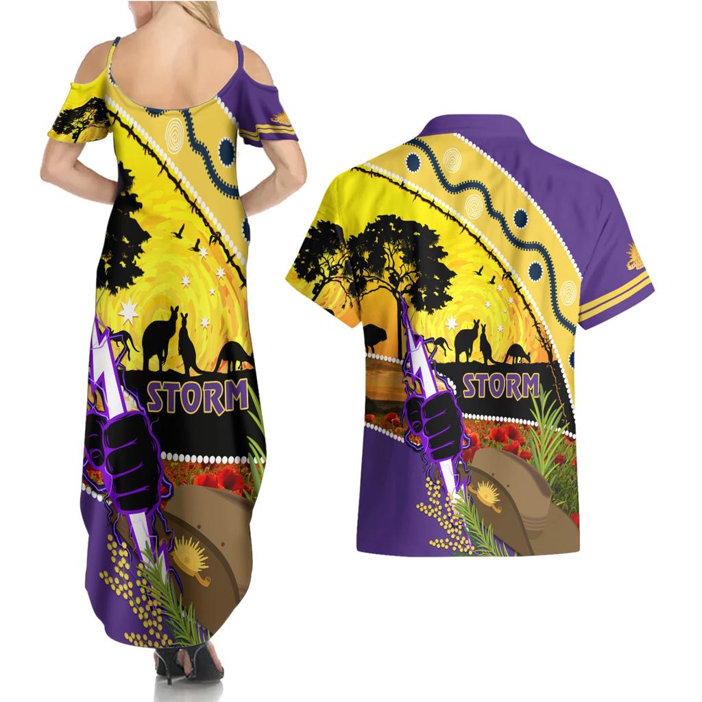 Storm ANZAC Day Couples Matching Summer Maxi Dress and Hawaiian Shirt Rosemary Starring Night Style