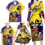 Storm ANZAC Day Family Matching Long Sleeve Bodycon Dress and Hawaiian Shirt Rosemary Starring Night Style