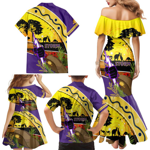 Storm ANZAC Day Family Matching Mermaid Dress and Hawaiian Shirt Rosemary Starring Night Style