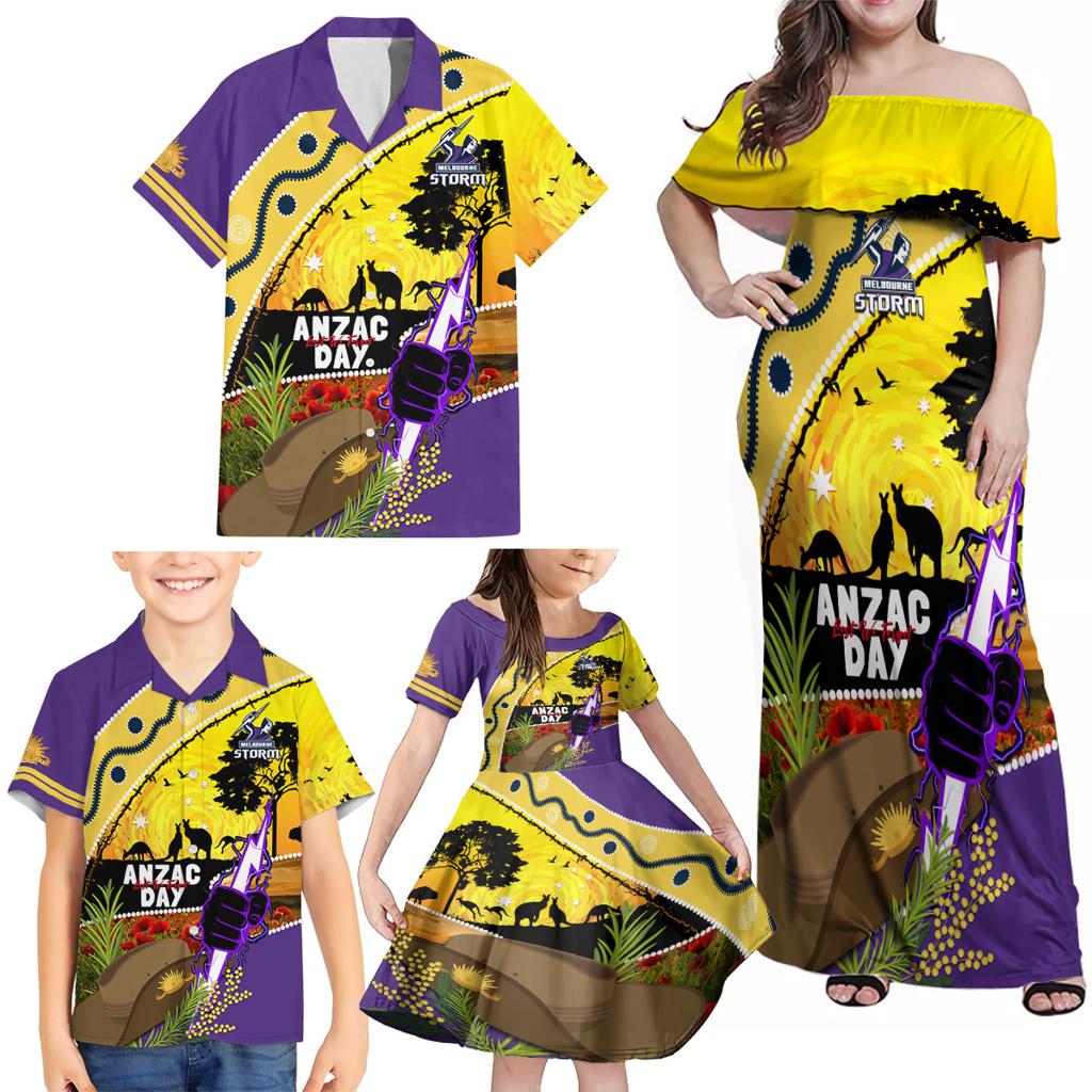 Storm ANZAC Day Family Matching Off Shoulder Maxi Dress and Hawaiian Shirt Rosemary Starring Night Style