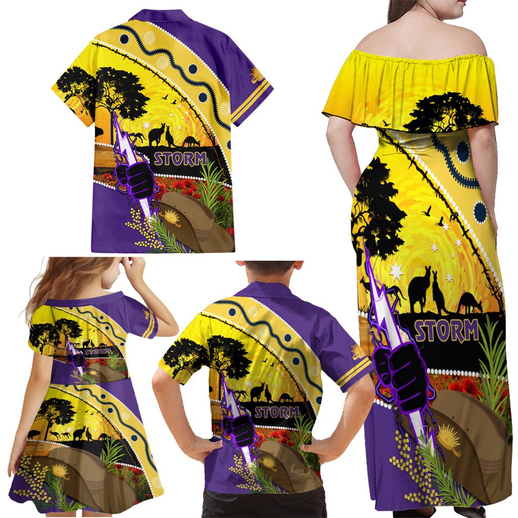Storm ANZAC Day Family Matching Off Shoulder Maxi Dress and Hawaiian Shirt Rosemary Starring Night Style