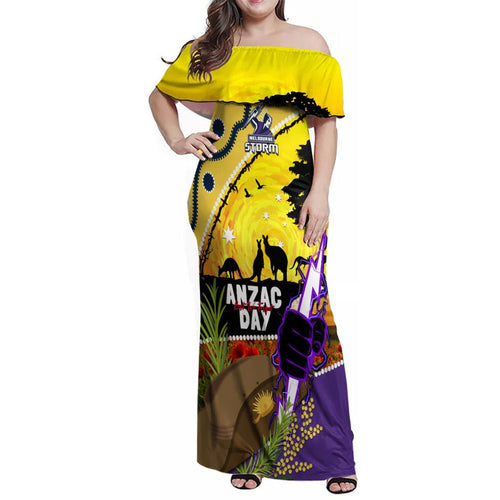 Storm ANZAC Day Family Matching Off Shoulder Maxi Dress and Hawaiian Shirt Rosemary Starring Night Style