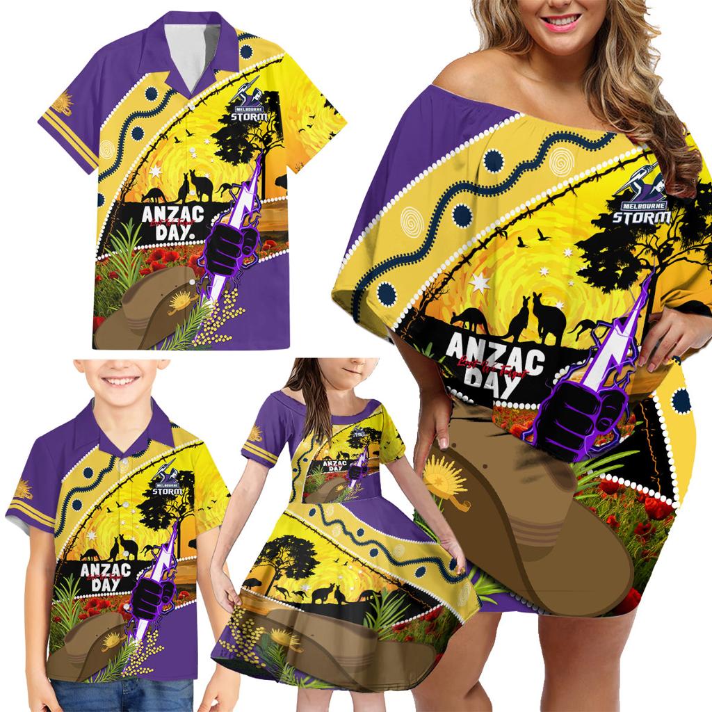Storm ANZAC Day Family Matching Off Shoulder Short Dress and Hawaiian Shirt Rosemary Starring Night Style