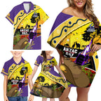 Storm ANZAC Day Family Matching Off Shoulder Short Dress and Hawaiian Shirt Rosemary Starring Night Style